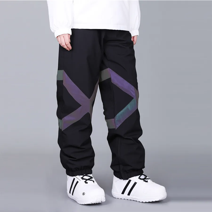 Unisex High Waist Snow Ski Pants Reflective Sportswear