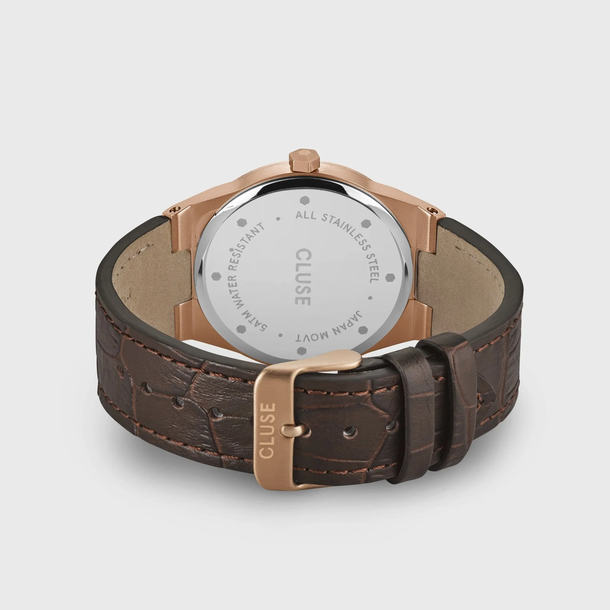 Vigoureux Leather Dark Brown, Rose Gold Colour