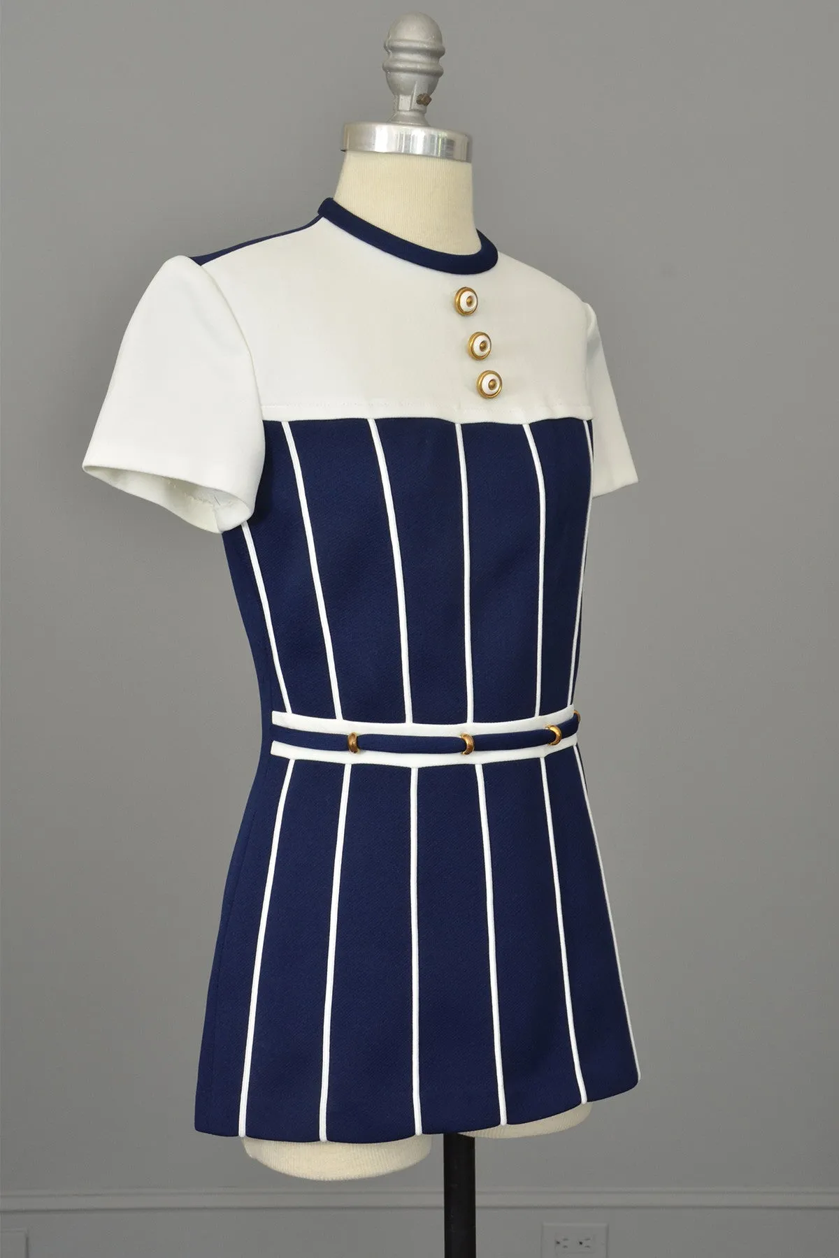 Vintage Lilli Ann Navy Blue and White Nautical Mini Tunic