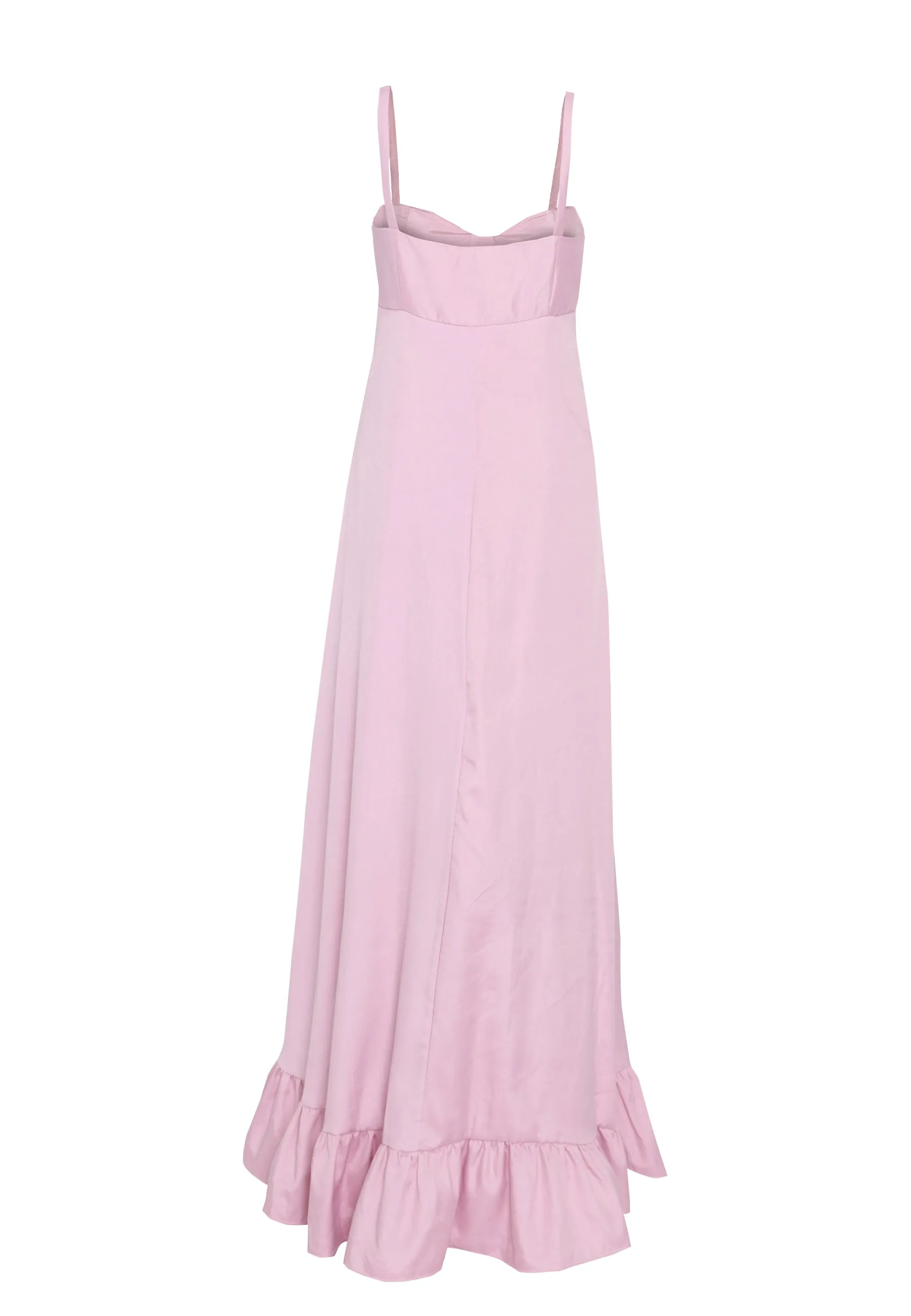 Violette Light Pink Frill Hem Maxi-Dress