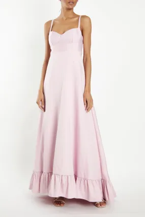 Violette Light Pink Frill Hem Maxi-Dress