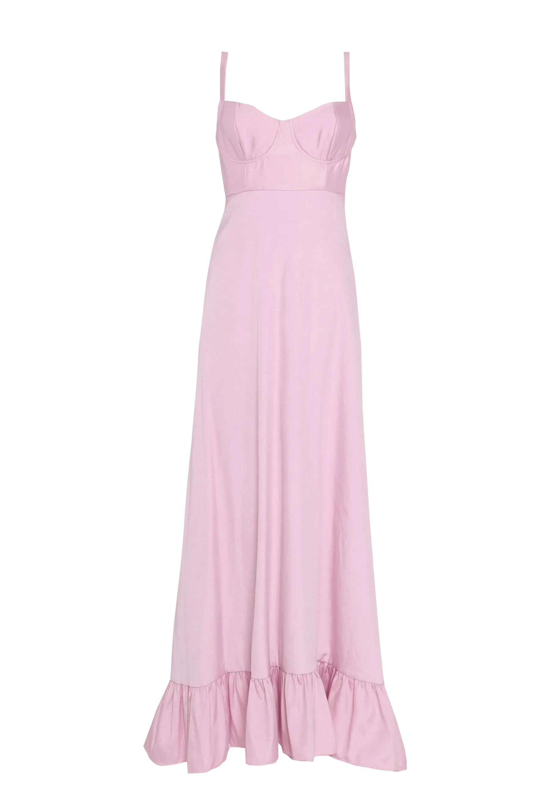 Violette Light Pink Frill Hem Maxi-Dress