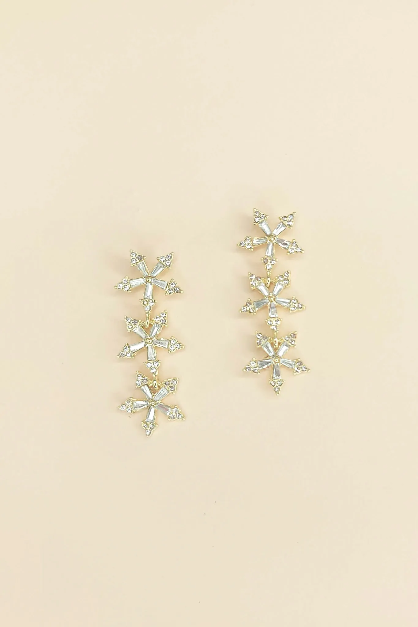 White Snowflake Dangle Drop Earrings