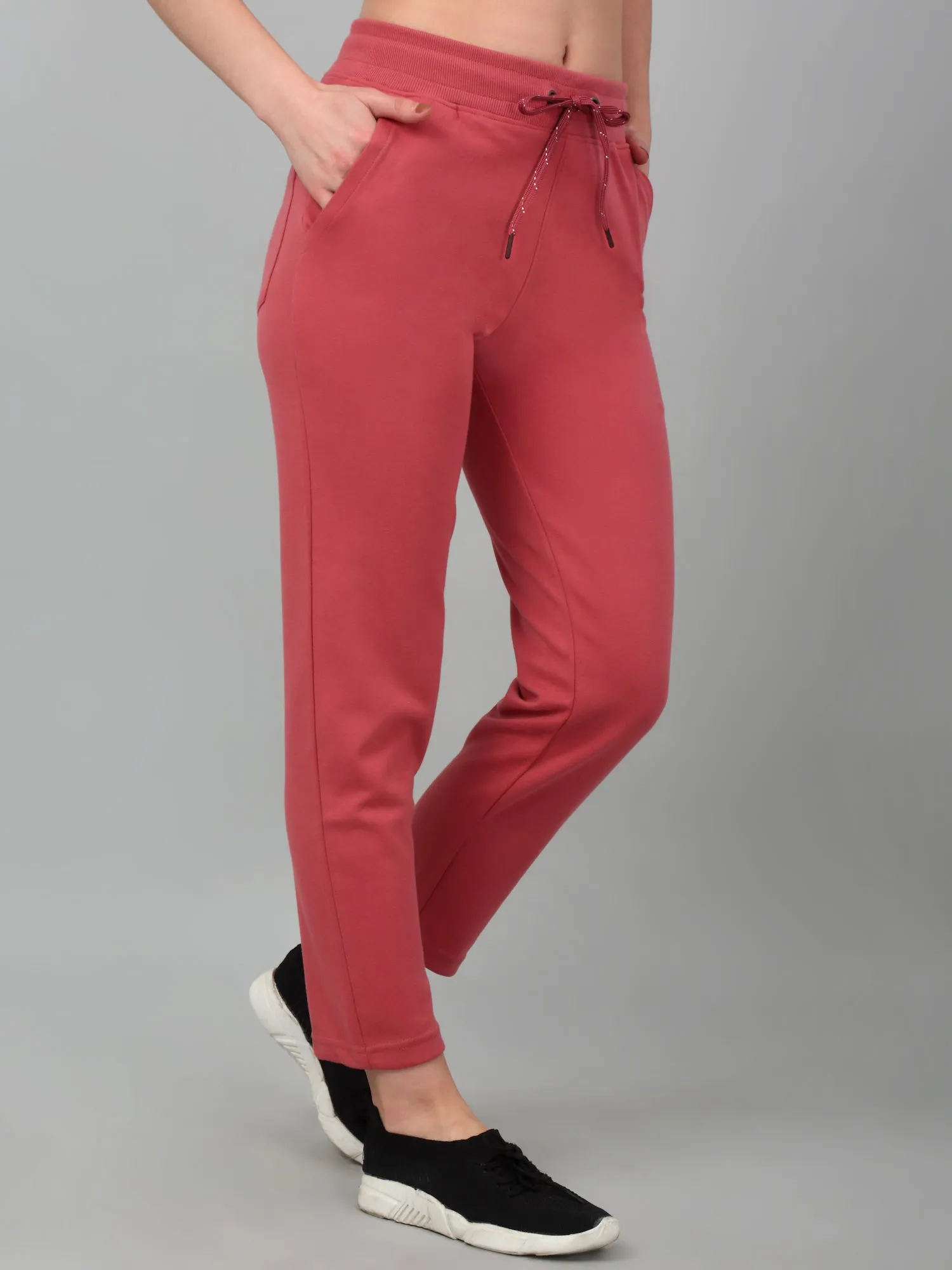 Women's Casual  Pink Ankle length Mid rise Track Pants